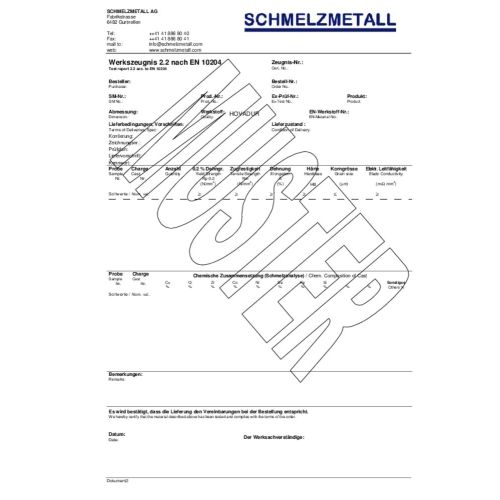 Material certificate, certificate